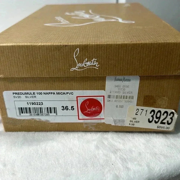 Christian Louboutin SZ 6.5 Silver Predumule 100 Napa - Picture 8 of 8